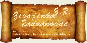 Živojinka Radmanovac vizit kartica